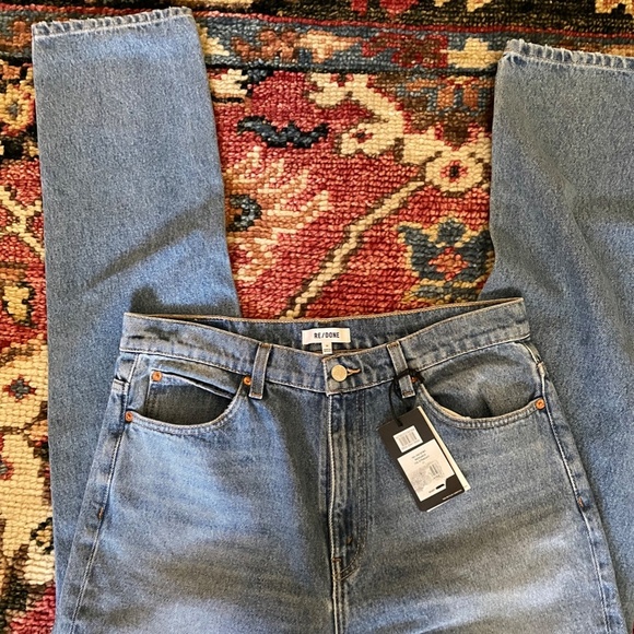 Re/Done 70s Straight Leg Jeans Medium Indigo Stone NEW - Picture 4 of 5